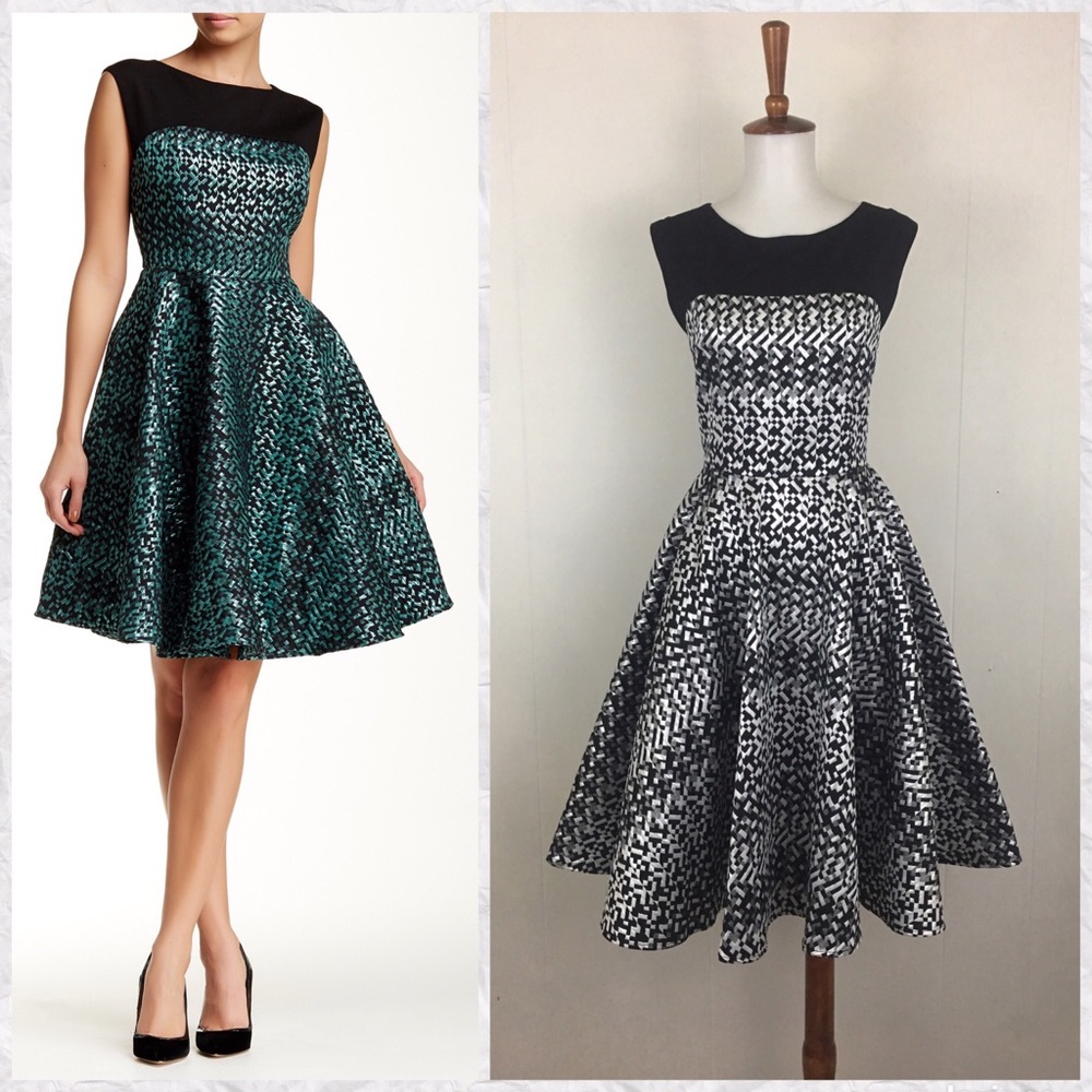 Eva Franco Metallic Woven Oliviera A-Line Dress